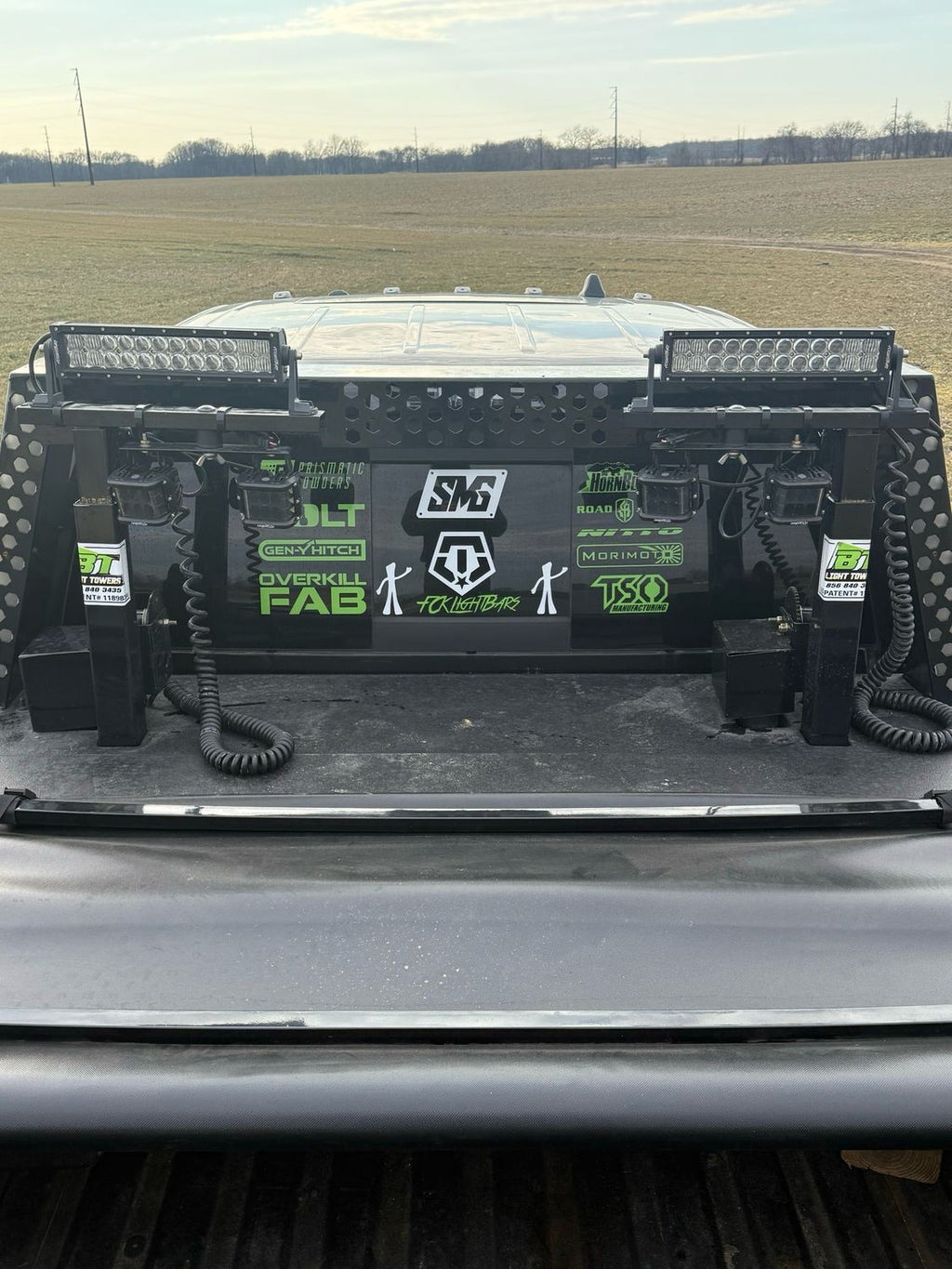 9 Foot Tall Set Truck Bed Mounted Light Tower 46,400 Lumens