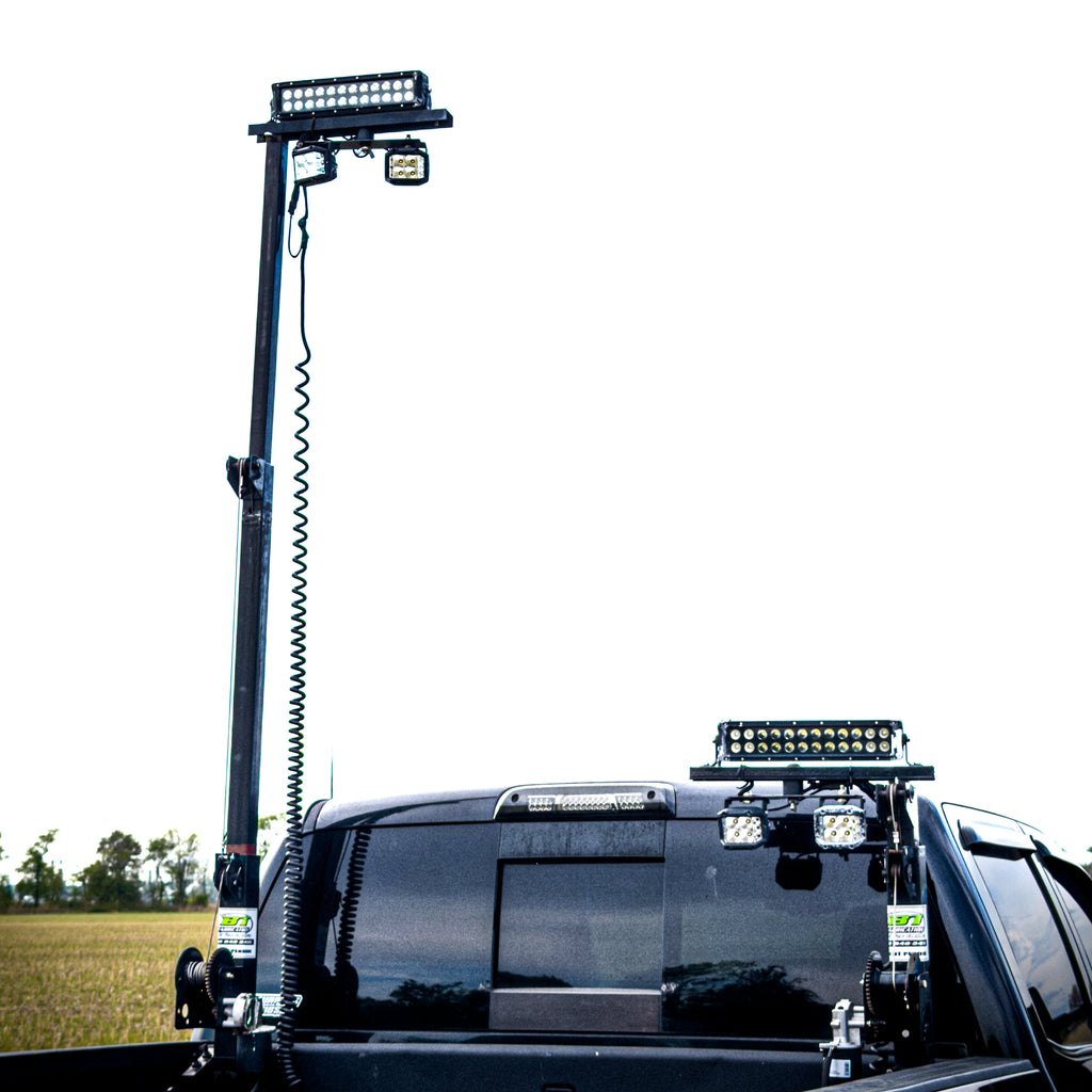 12 Foot Set of 2 Truck Bed Mounted Light Towers 14,360 Lumens