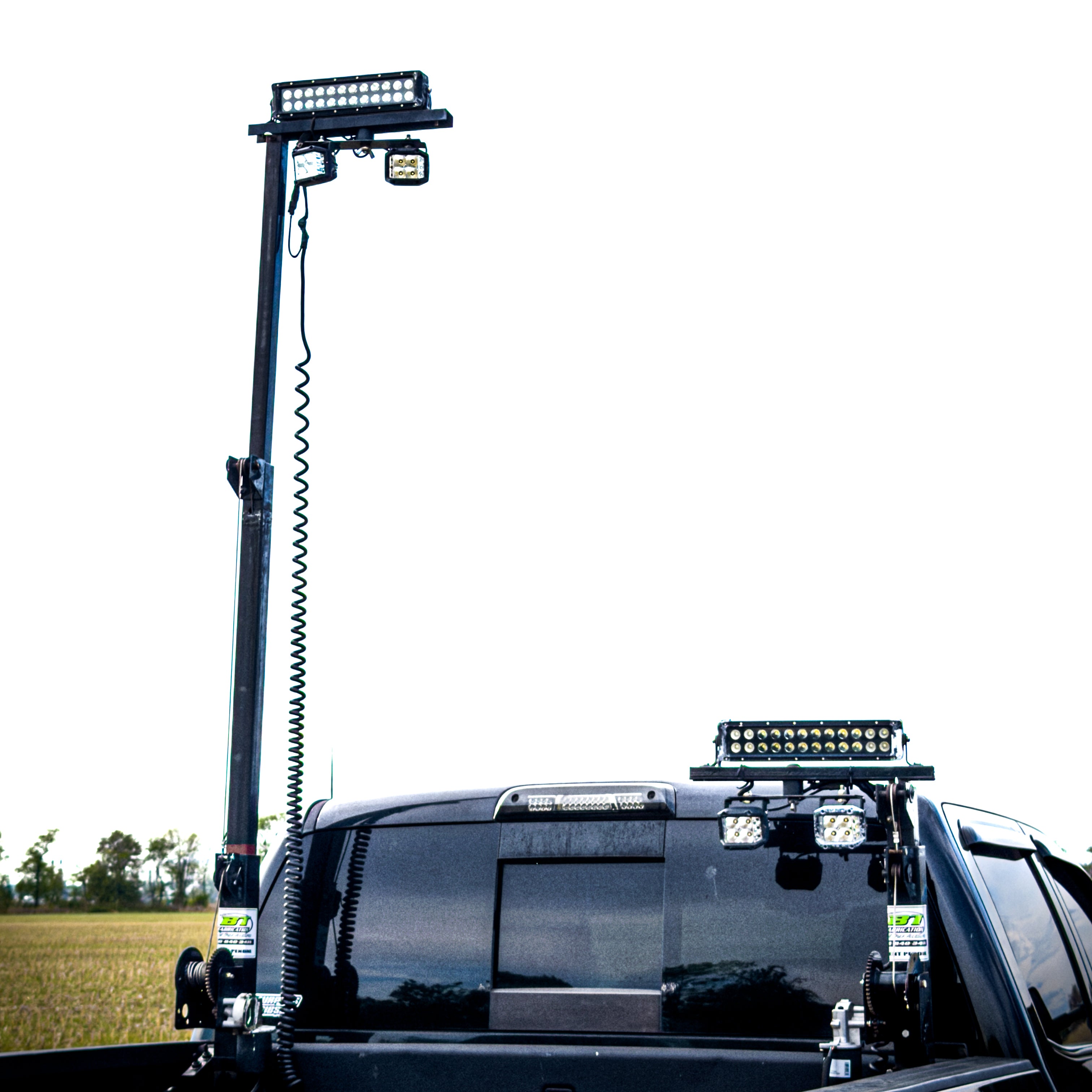 12 Foot Set of 2 Truck Bed Mounted Light Towers 14,360 Lumens